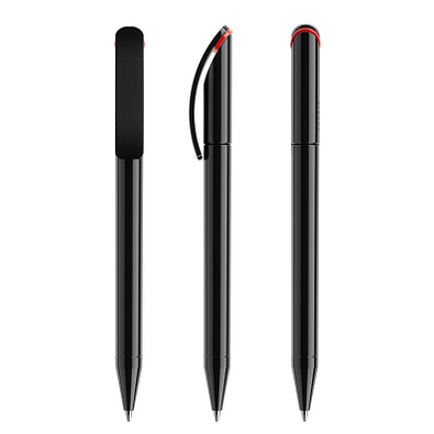 prodir® Drehkugelschreiber DS3 TPP Twist, blaue Mine, schwarz/rot