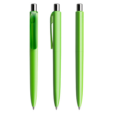 prodir® Druckkugelschreiber DS8 PMM Push, blaue Mine, grün/silber poliert