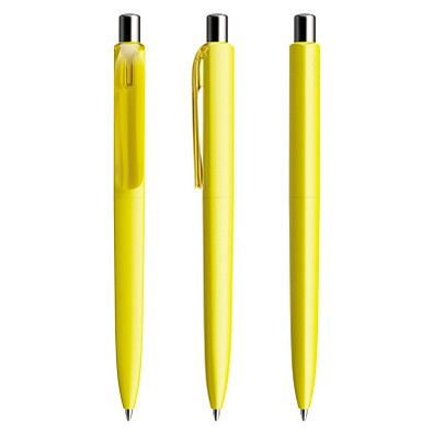 prodir® Druckkugelschreiber DS8 PMM Push, blaue Mine, gelb/silber poliert