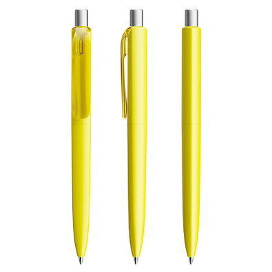 prodir® Druckkugelschreiber DS8 PMM Push, blaue Mine, gelb/silber satiniert