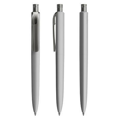 prodir® Druckkugelschreiber DS8 Soft Touch PRR Push, blaue Mine, delfingrau