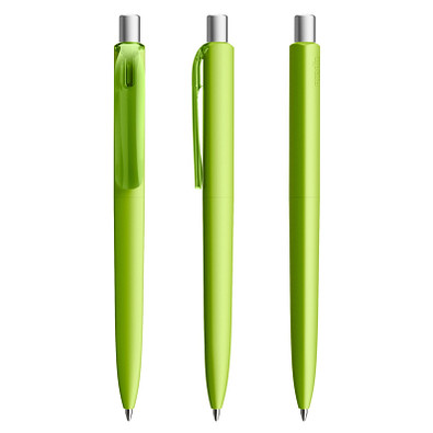 prodir® Druckkugelschreiber DS8 Soft Touch PRR Push, blaue Mine, hellgrün/silber satiniert