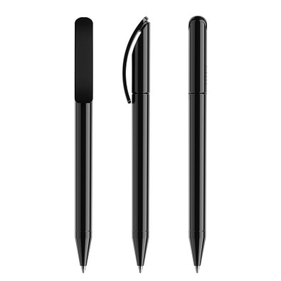 prodir® Drehkugelschreiber DS3 TPP Twist, blaue Mine, schwarz/poliert