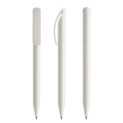 prodir® Drehkugelschreiber DS3 TPP Twist, blaue Mine, weiß/poliert