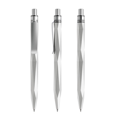 prodir® Druckkugelschreiber QS20 PQS Stone, blaue Mine, silber/silber satiniert