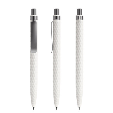 prodir® Druckkugelschreiber QS01 PMS Push, blaue Mine, weiß/graphit satiniert