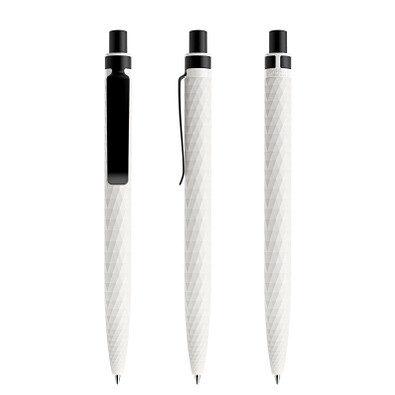 prodir® Druckkugelschreiber QS01 PMS Push, blaue Mine, weiß/schwarz satiniert