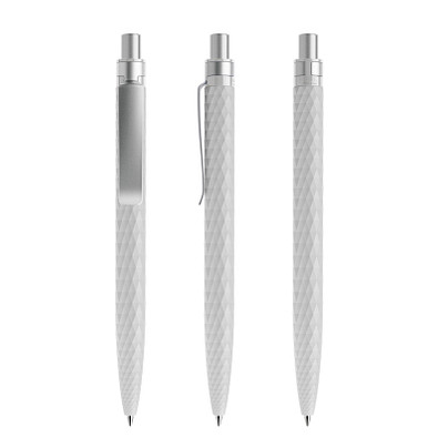 prodir® Druckkugelschreiber QS01 PMS Push, blaue Mine, zementgrau/silber satiniert