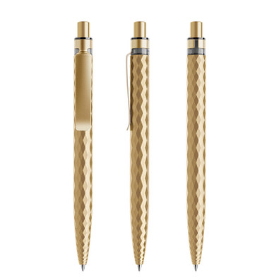 prodir® Druckkugelschreiber QS01 PQS Push, blaue Mine, gold/gold satiniert