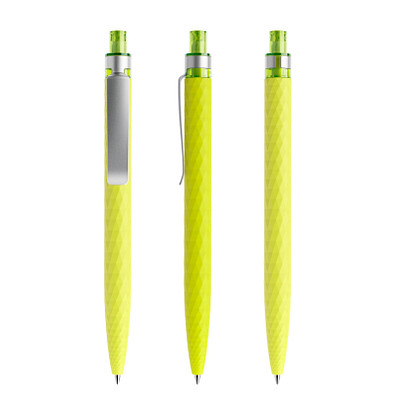 prodir® Druckkugelschreiber QS01 Soft Touch PRS Push, blaue Mine, gelbgrün