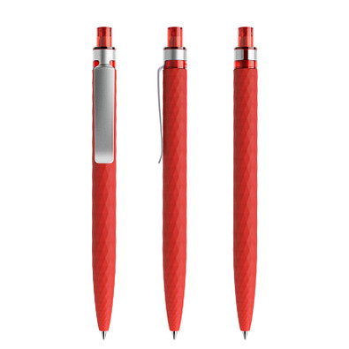 prodir® Druckkugelschreiber QS01 Soft Touch PRS Push, blaue Mine, rot