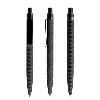 prodir® Druckkugelschreiber QS03 Soft Touch PRS Push, blaue Mine, schwarz/schwarz satiniert