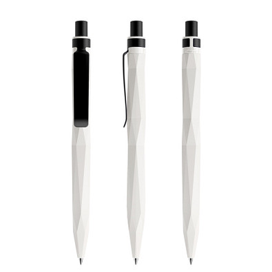 prodir® Druckkugelschreiber QS20 PMS Push, blaue Mine, weiß/schwarz satiniert