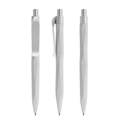 prodir® Druckkugelschreiber QS20 Soft Touch PRP Push, blaue Mine, zementgrau/silber satiniert