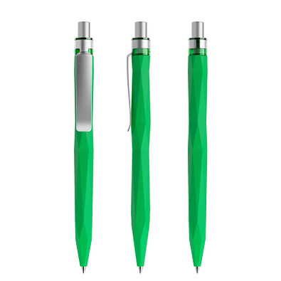 prodir® Druckkugelschreiber QS20 Soft Touch PRS Push, blaue Mine, hellgrün/silber satiniert