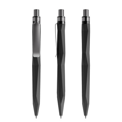 prodir® Druckkugelschreiber QS20 Soft Touch PRS Push, blaue Mine, schwarz/graphit satiniert