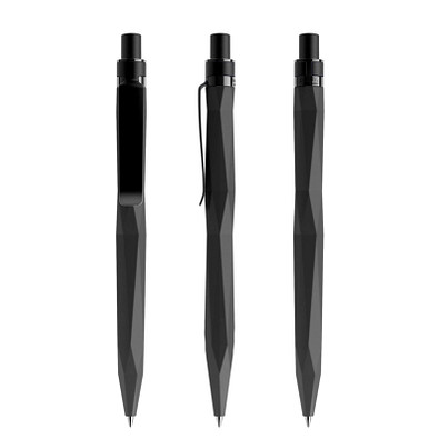 prodir® Druckkugelschreiber QS20 Soft Touch PRS Push, blaue Mine, schwarz/schwarz satiniert