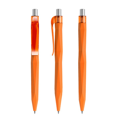 prodir® Druckkugelschreiber QS20 Soft Touch PRT Push, blaue Mine, orange/silber satiniert