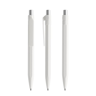 prodir QS50 PMP Push Kugelschreiber, White-Silver satin finish