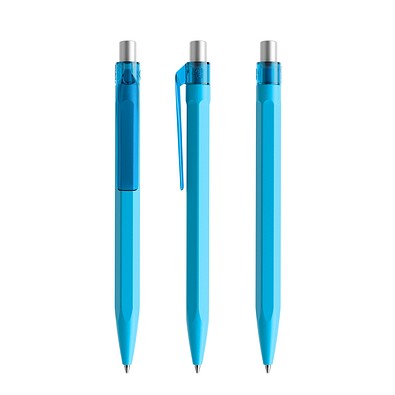 prodir QS50 PMT Push Kugelschreiber, Cyan Blue-Silver satin finish