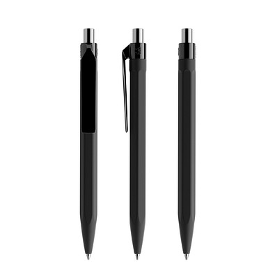 prodir QS50 Soft Touch PRP Push Kugelschreiber, Black-Silver chrome finish