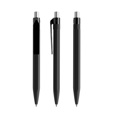 prodir QS50 Soft Touch PRP Push Kugelschreiber, Black-Silver satin finish