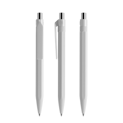 prodir QS50 Soft Touch PRP Push Kugelschreiber, Concrete Grey-Silver chrome finish