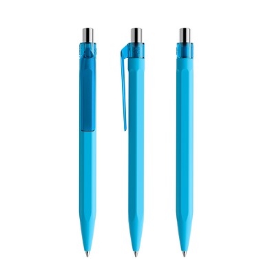 prodir QS50 Soft Touch PRT Push Kugelschreiber, Cyan Blue-Silver chrome finish