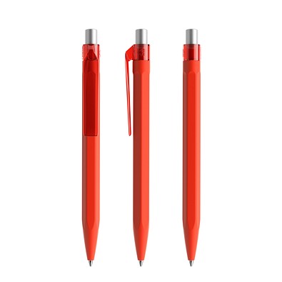 prodir QS50 Soft Touch PRT Push Kugelschreiber, Red-Silver satin finish