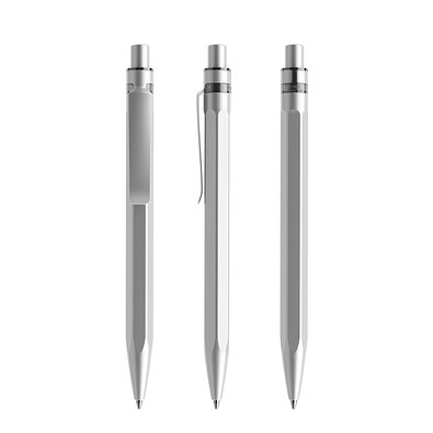 prodir QS50 Stone PQS Push Kugelschreiber, Silver-Silver satin finish
