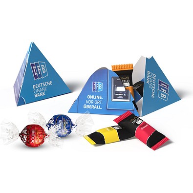 Pyramidenbox, 50 g, Lindt Lindor Kugeln, inkl. Druck