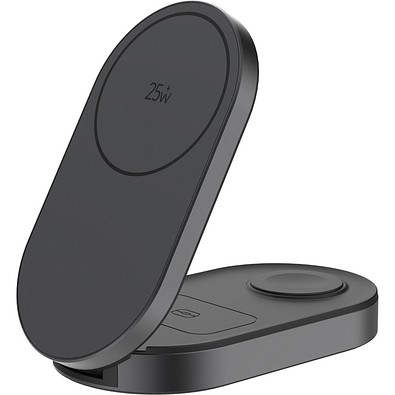 Quantum Ultra-Fast 3-in-1 25W faltbarer Wireless Charger, grau, schwarz