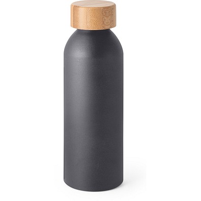 QUETA. Aluminiumflasche mit Bambusdeckel 550 ml, Dunkelgrau