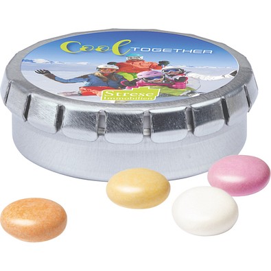 Quick Box, silber, Mentos Kaudragee Fruit, inkl. Druck