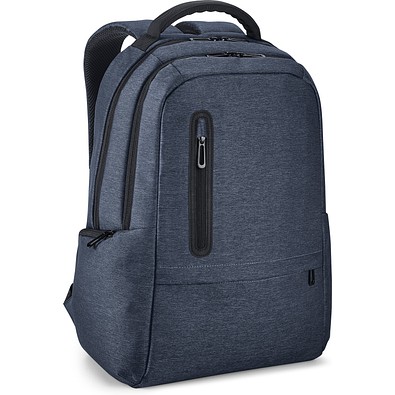 RE-BOSTON. Wasserabweisender 2Tone-Laptop-Rucksack aus recyceltem Nylon mit 210D-Fach, Blau