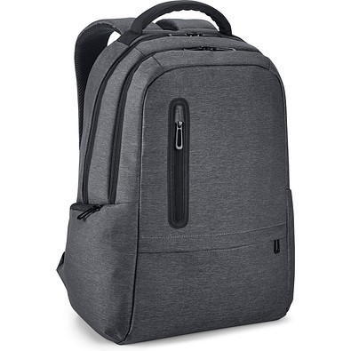 RE-BOSTON. Wasserabweisender 2Tone-Laptop-Rucksack aus recyceltem Nylon mit 210D-Fach, Dunkelgrau