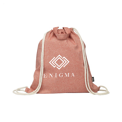 Recycled Baumwoll Zugbeutel PromoBag Plus (180 g/m²), Rot