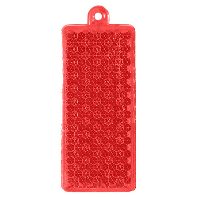 Reflektor Rechteck mit Kordel, transparent-rot Reflektor Rechteck mit Kordel, transparent-rot