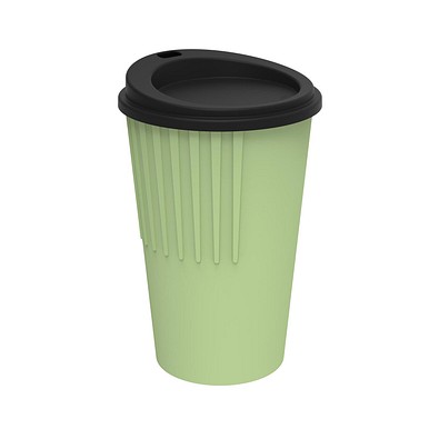 Riffel-Kaffeebecher ToGo, 300 ml, geselliges grün/schwarz