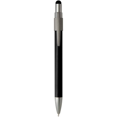 Rill RCS recycelter Kugelschreiber mit Stylus und Fidget Spinner (blaue Mine), schwarz