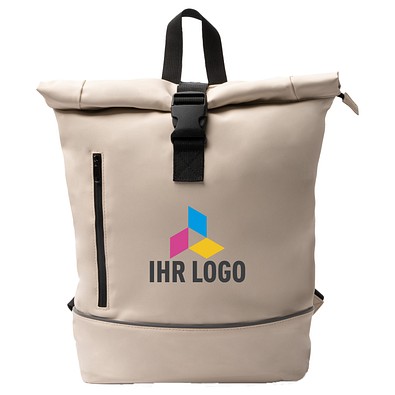 Roll-Top Rucksack aus PU Valdez, BEIGE
