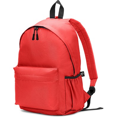 ROSARIO. Klassischer Rucksack mit zeitlosem Design aus recyceltem 600D Polyester, Rot