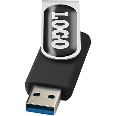 Rotate USB-Stick 3.0 mit Doming, schwarz, 16GB