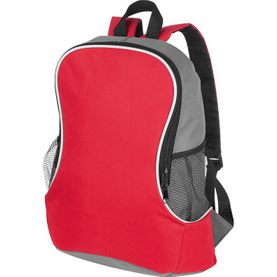Rucksack mit Seitenfächern aus Polyester, rot