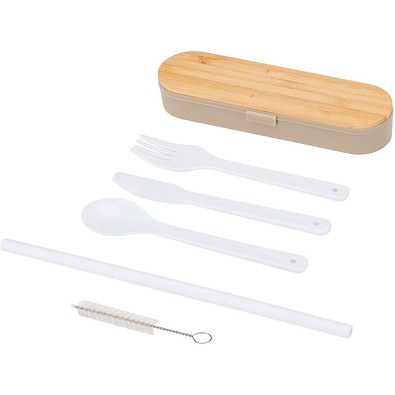 Runa Besteckset mit Bambusdeckel, dunkelsand