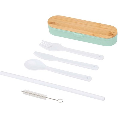 Runa Besteckset mit Bambusdeckel, mintgrün