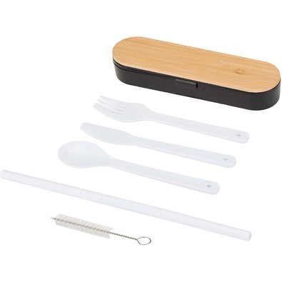 Runa Besteckset mit Bambusdeckel, schwarz