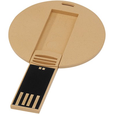 Runder ausklappbarer USB Stick, Kraftpapier, 64GB