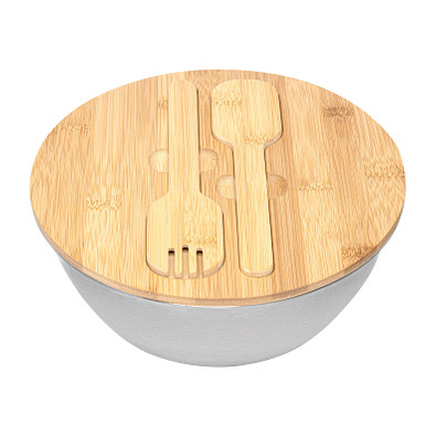 Salatschüssel EAT HEALTHY,braun, silber