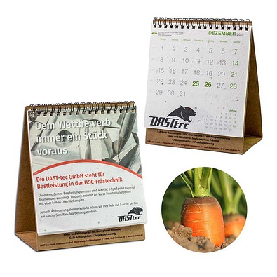 Samenpapier-Tischkalender, Karotte, 1-seit. Druck